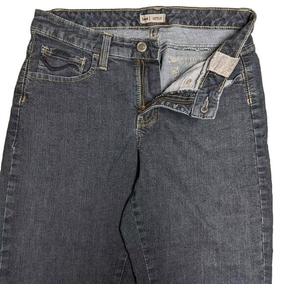 Lee Jeans Women 8 Petite Capri Straight Leg Midrise Blue Dark Wash 8P - Picture 7 of 8
